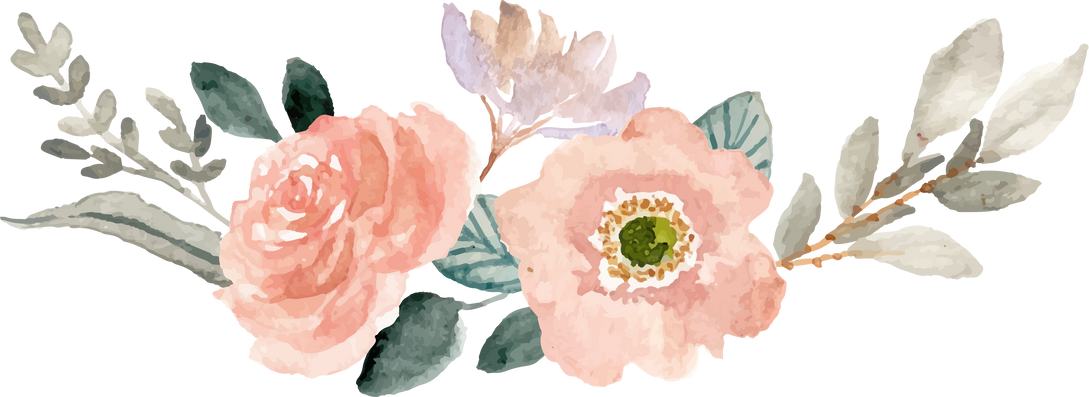 peach watercolor floral border